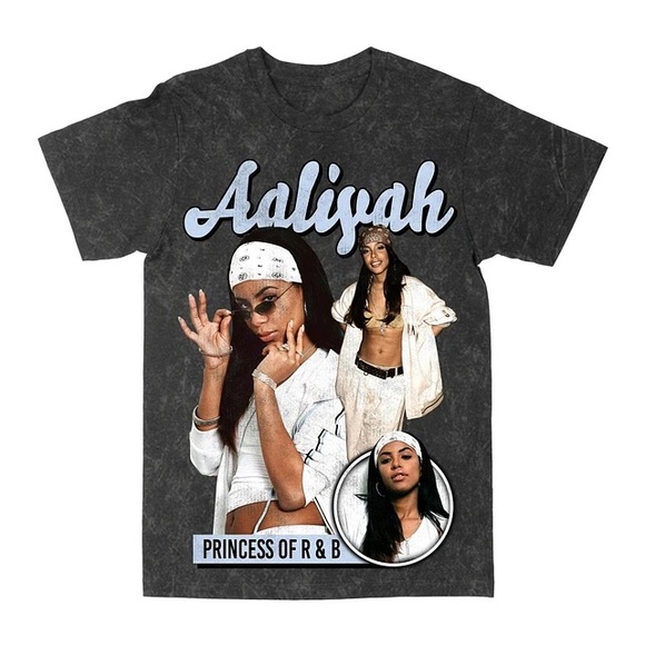 NEW AALIYAH VINTAGE WASHED COLLAGE TREATMENT T-SHIRT SZ MEDIUM M - Picture 1 of 5